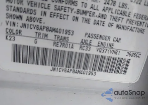 2010 Infiniti G37 Journey from USA, damaged, VIN JN1CV6AP8AM401953